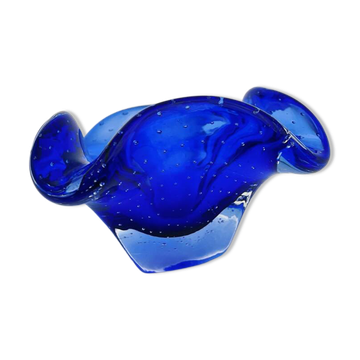 Murano Sommerso Bullicante Cobalt Blue Vintage 60s 70s Ashtray