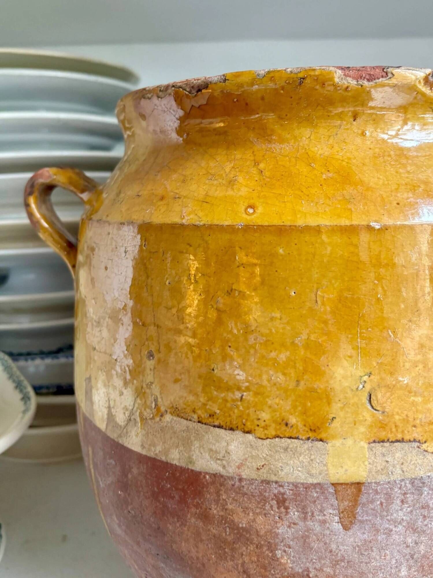 Grease pot, glazed ochre ceramic jar no. 4 - 18th century