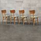 Lot de 4 chaises TON en bois , vert pastel et crème 1960