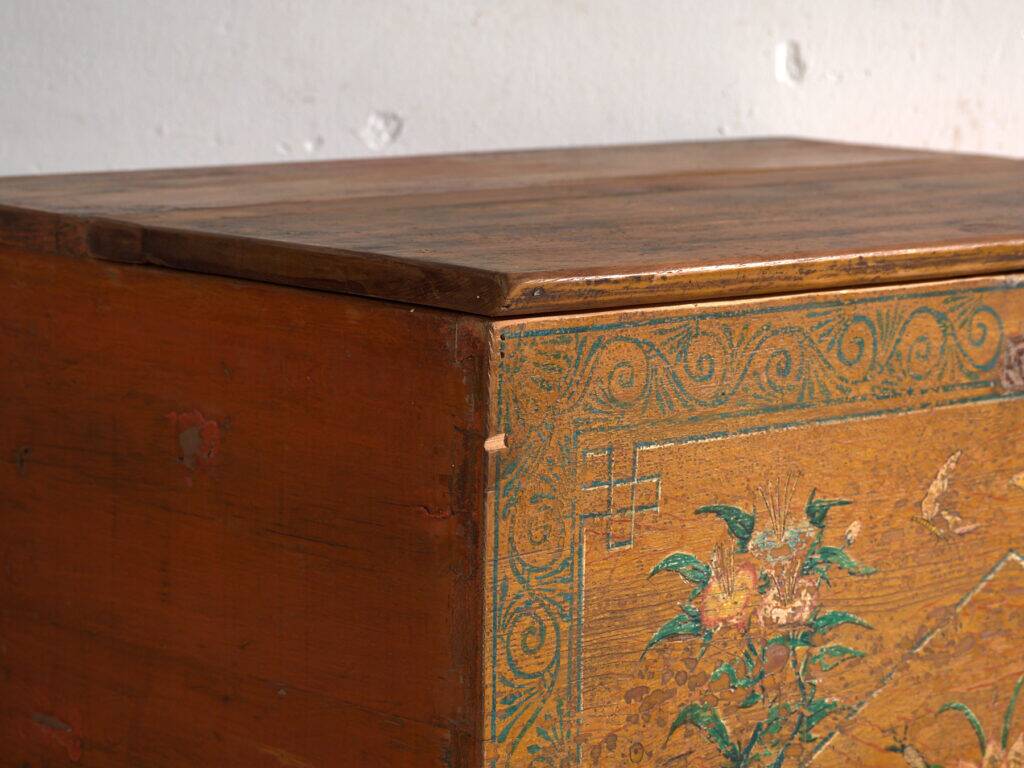 Antique Chinese painted elm wood chest – China, circa 1900