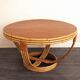 Vintage rattan coffee table with teak top