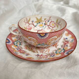 Fine earthenware coffee cup Minton pink Sarreguemines decor
