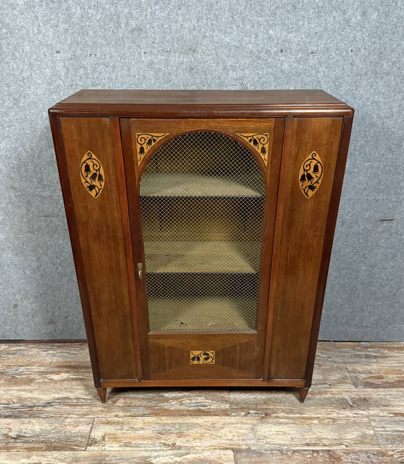 According to Maurice Dufrene: Art Nouveau period marquetry library around 1900