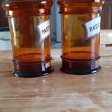 Pair of brown glass pharmacy jars