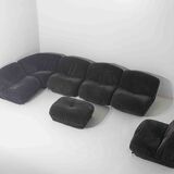 Modular "Patate" sofa in black corduroy velvet by Airborne, France 1970s