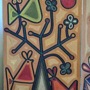 Screen decorated with wool threads, “Huichol” art, Sofia Ribeira, 124 cm