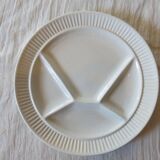 6 white Sarreguemines compartment plates