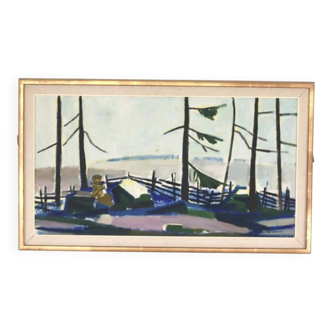 Winter day in the garden by Kåge Liefwendal 1960s