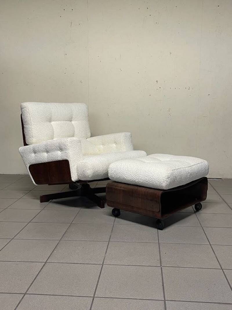 Poltrona 401 con poggiapiedi di Menilio Taro per Cinova, 1964