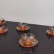 5 Rosaline Arcoroc twisted pink glass cups and saucers