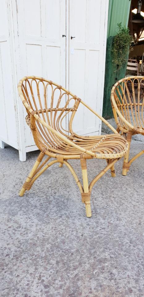 Paire de fauteuils en rotin vintage