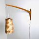 Swivel Arm Teak Wall Lamp With Pine Veneer Shade By Unknown Designer, Sweden 1960S