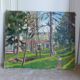 Oil on canvas, houses in the park