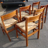 Set of 6 chairs in Pao Rosa around 1950-60