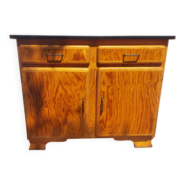 buffet Mado bois, plateau vert et noir, vintage