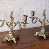 Pair of bronze rocaille candlesticks