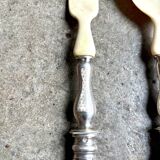 2 silver and bone salad servers