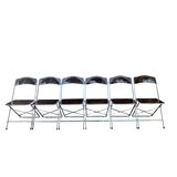 6 chaises pliantes en Plexiglas fumé et métal chrome Chaisor 1970