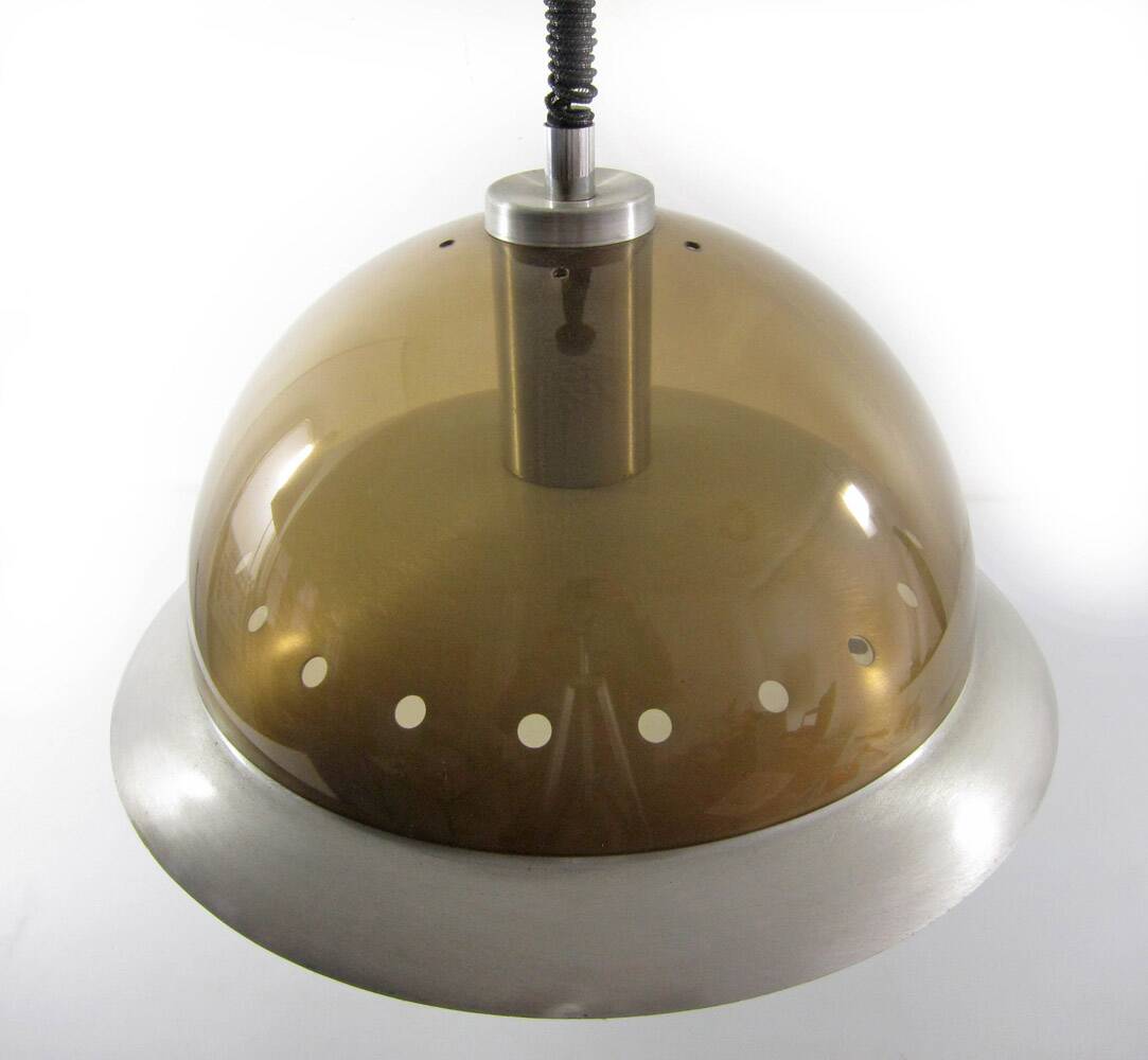 Large seventies aluminium transparent vintage pendant