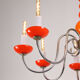 Lustre vintage orange Murano glass 8 bras