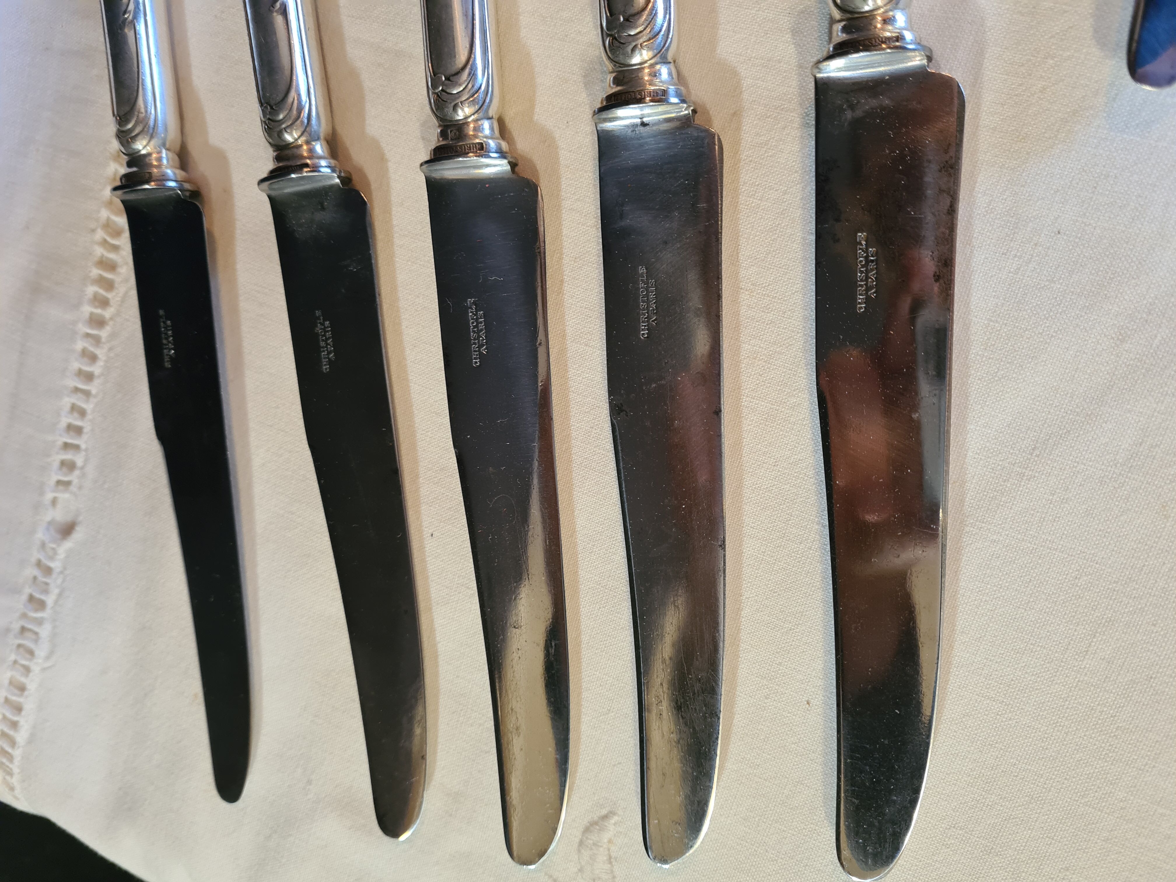 Box of 10 silver metal knives Cristofle