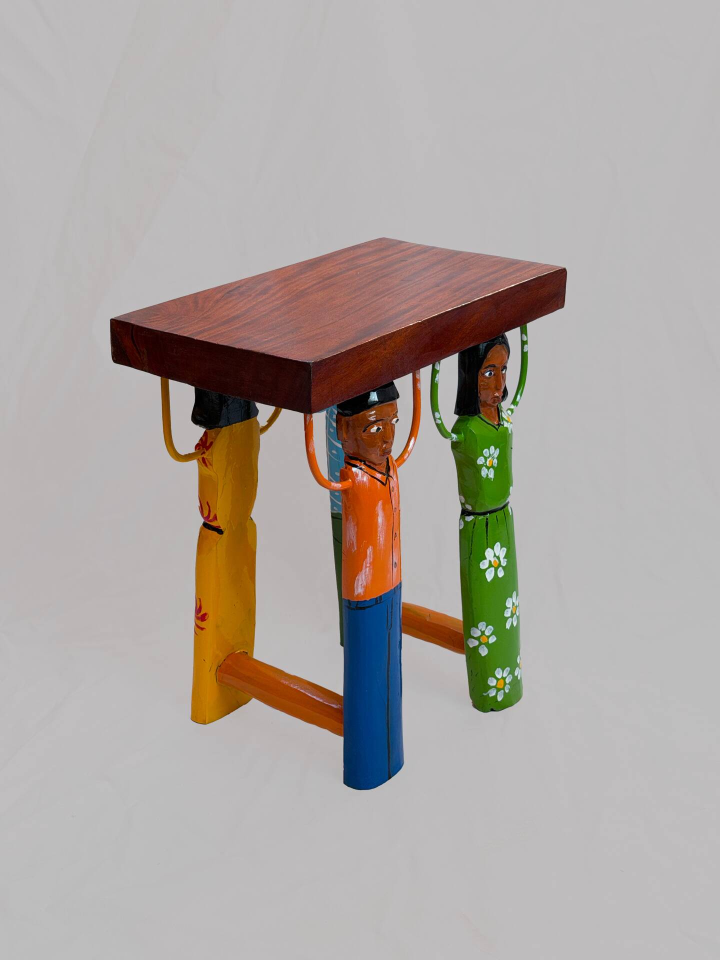 African stool carved and hand-painted – Unique piece from Burkina.