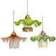 Paire de suspensions en opaline plissée et tulipes à motifs Art déco
