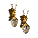 Crystal Beaded Stag Head Sconces, Set of 2