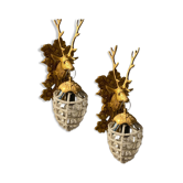 Appliques à tête de cerf perlées de cristal, ensemble de 2