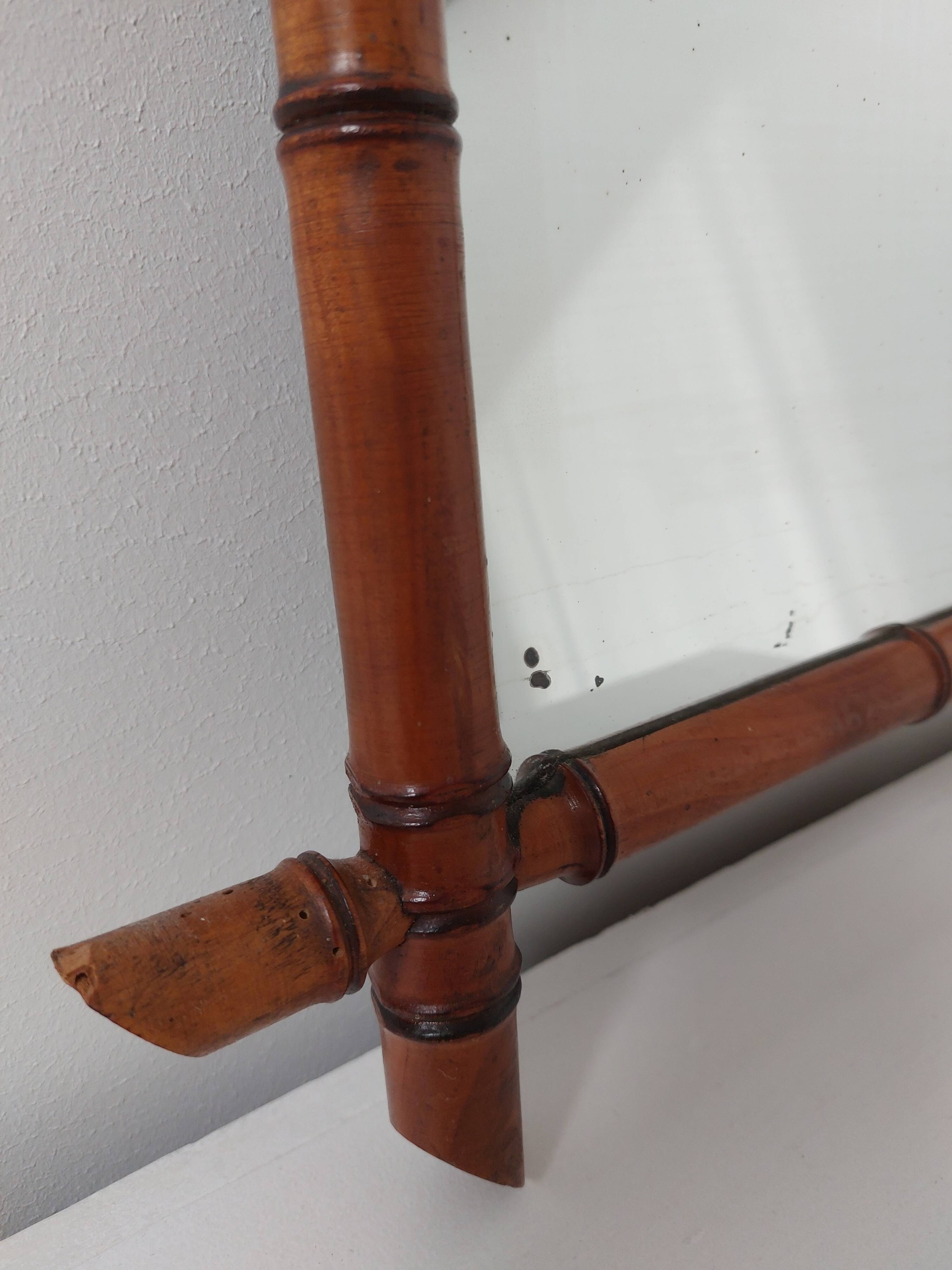 bamboo mirror, vintage, 41 by 48cm