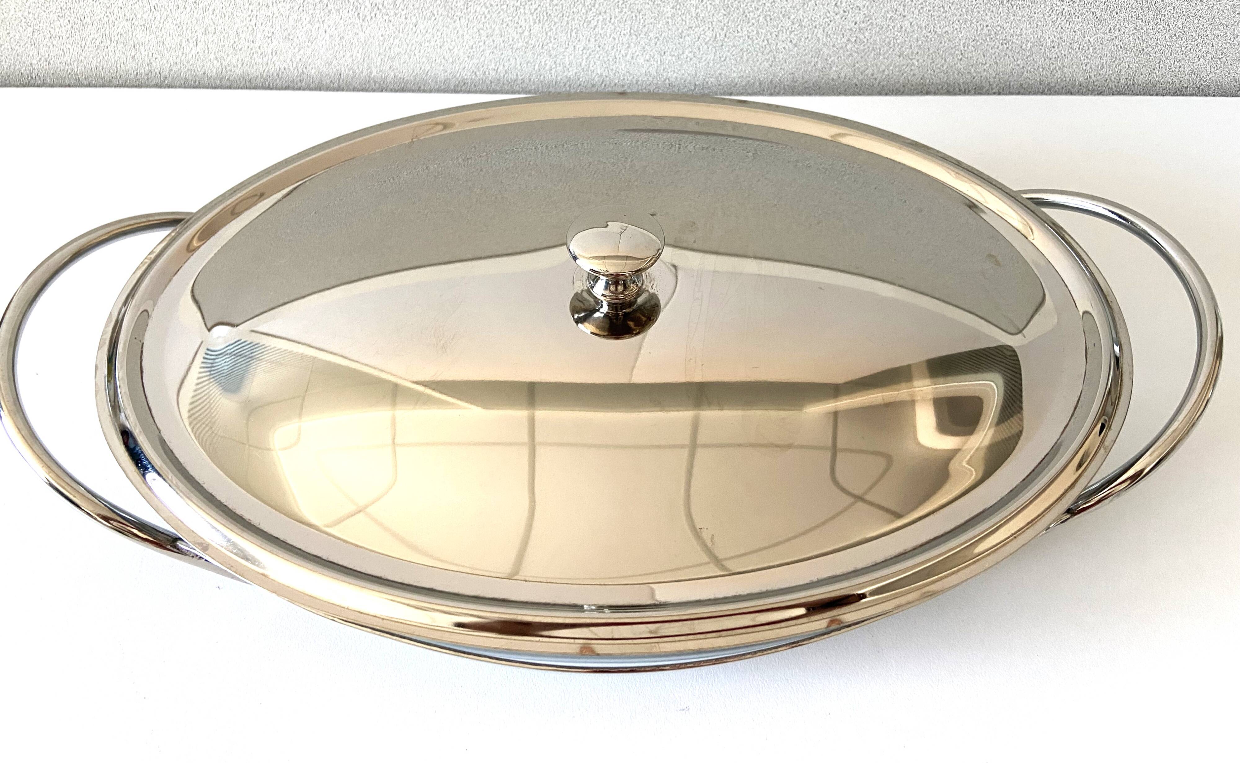 Elegant Table Art Marinex Serving Dish Made in Brazil Silver Metal