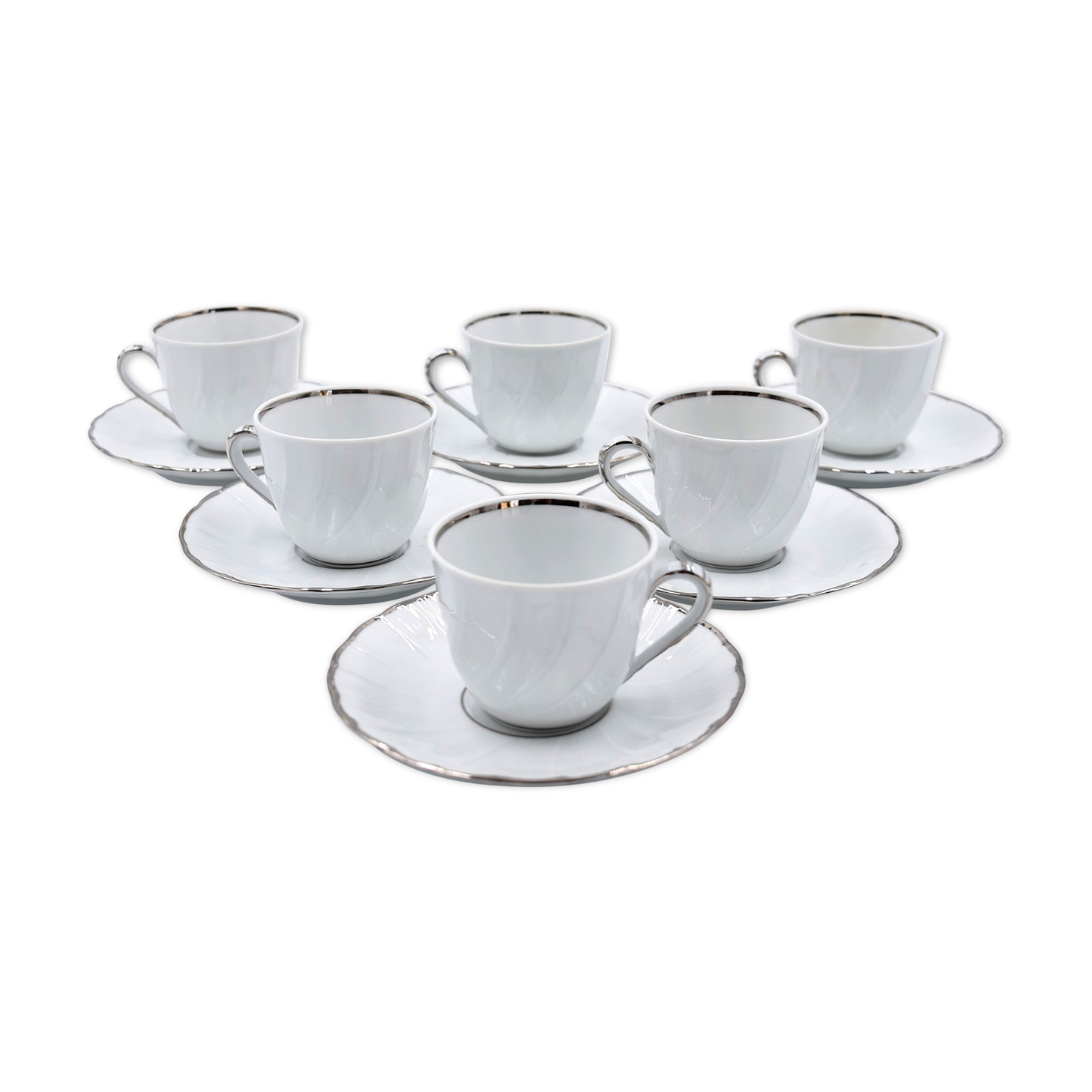 6 cups and under porcelain cup Bernardaud Limoges verdi model