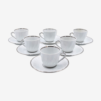 6 tasses et sous tasse en porcelaine Bernardaud Limoges modèle Verdi