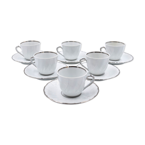 6 tasses et sous tasse en porcelaine bernardaud Limoges modèle Verdi