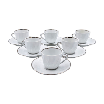 6 tasses et sous tasse en porcelaine Bernardaud Limoges modèle Verdi