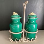 Oiler vintage vinegar 1950 ceramic and perforated metal