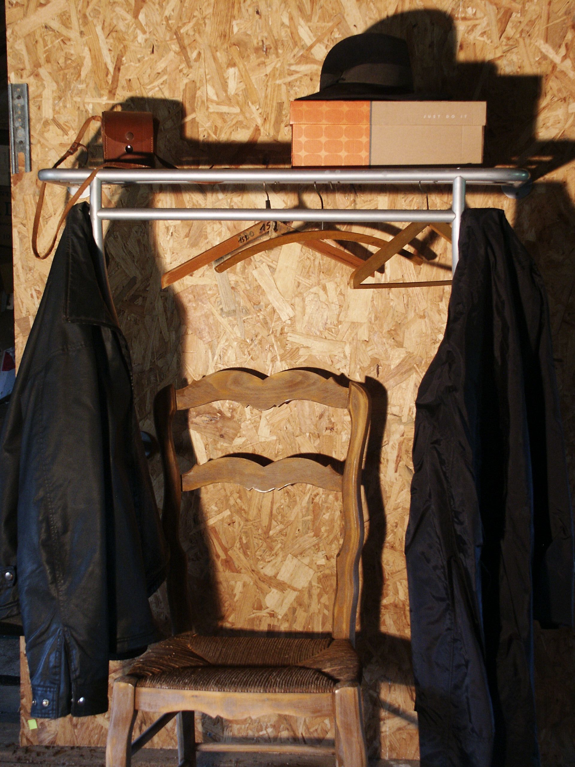 Grey metal coat rack