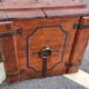 Coffre de mariage ancien en bois peint XIXème