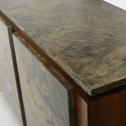 Brutalist Belgian enfilade in rosewood, resin, and brass from around 1970.