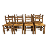 Set of 8 Charles Dudouyt Brutalist Dining Chairs 1960