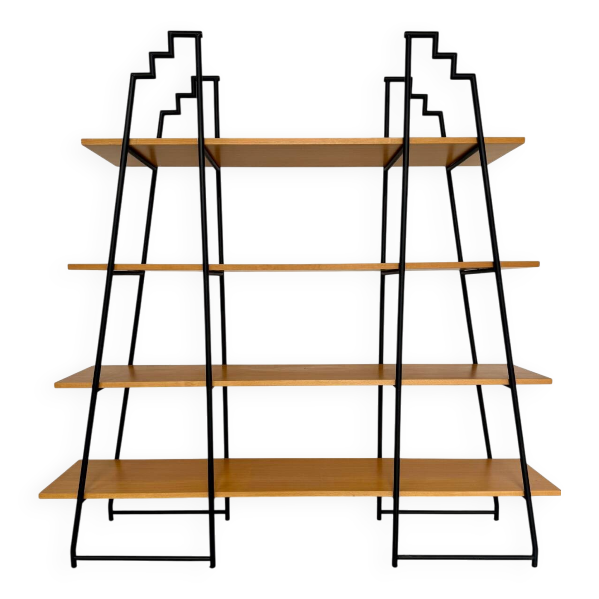 Étagère bibliothèque bois et métal design des années 80