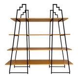 Étagère bibliothèque bois et métal design des années 80