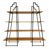 Étagère bibliothèque bois et métal design des années 80