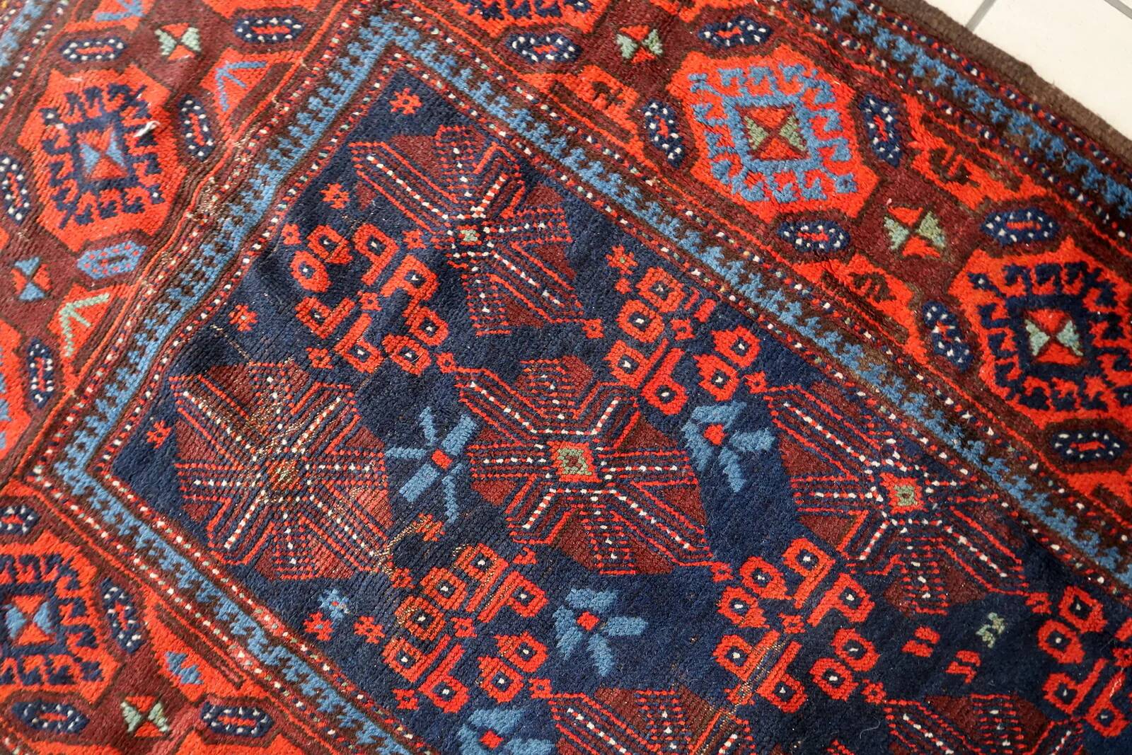 Handmade antique Afghan Baluch rug 95cm x 219cm 1880s