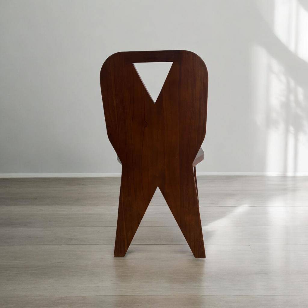 Brutalist retro chair in dark solid teak (several in stock!)