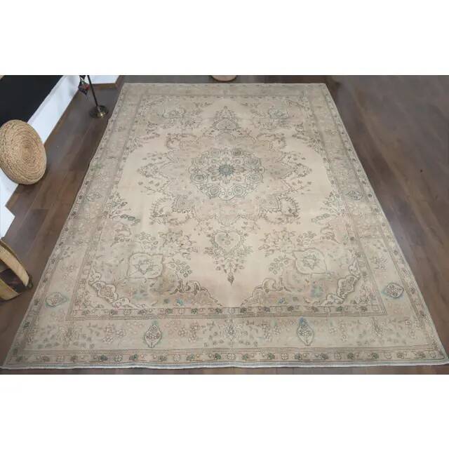 1970s Vintage Persian Handmade Wool Orange Area Rug 290x384