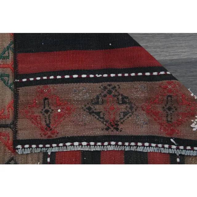 1970s Turkish Oushak handmade wool cotton red kilim runner 71x202