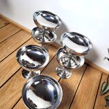 Set of 6 vintage stainless steel ice cream cups Letang Remy 1970