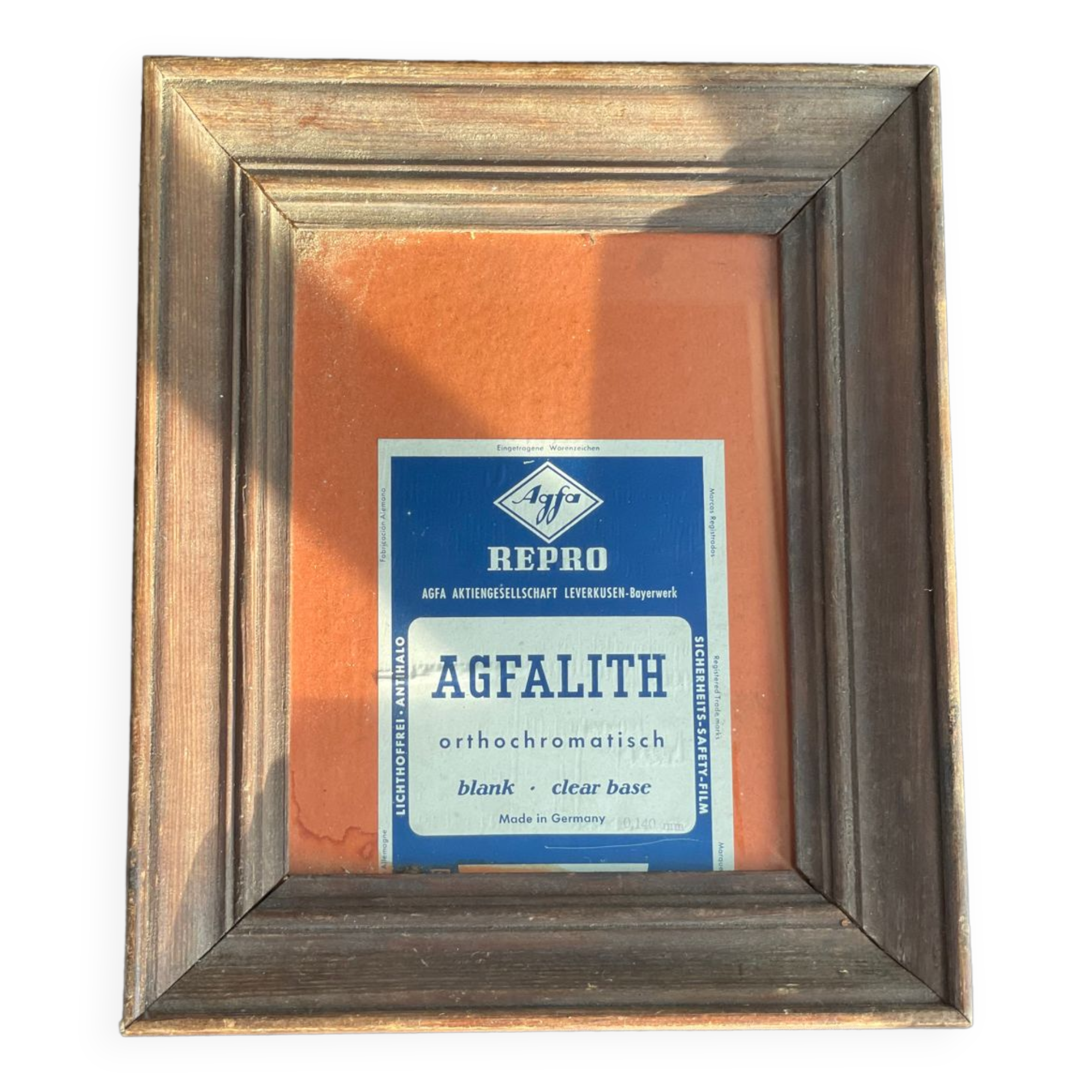 Old solid oak wood photo frame