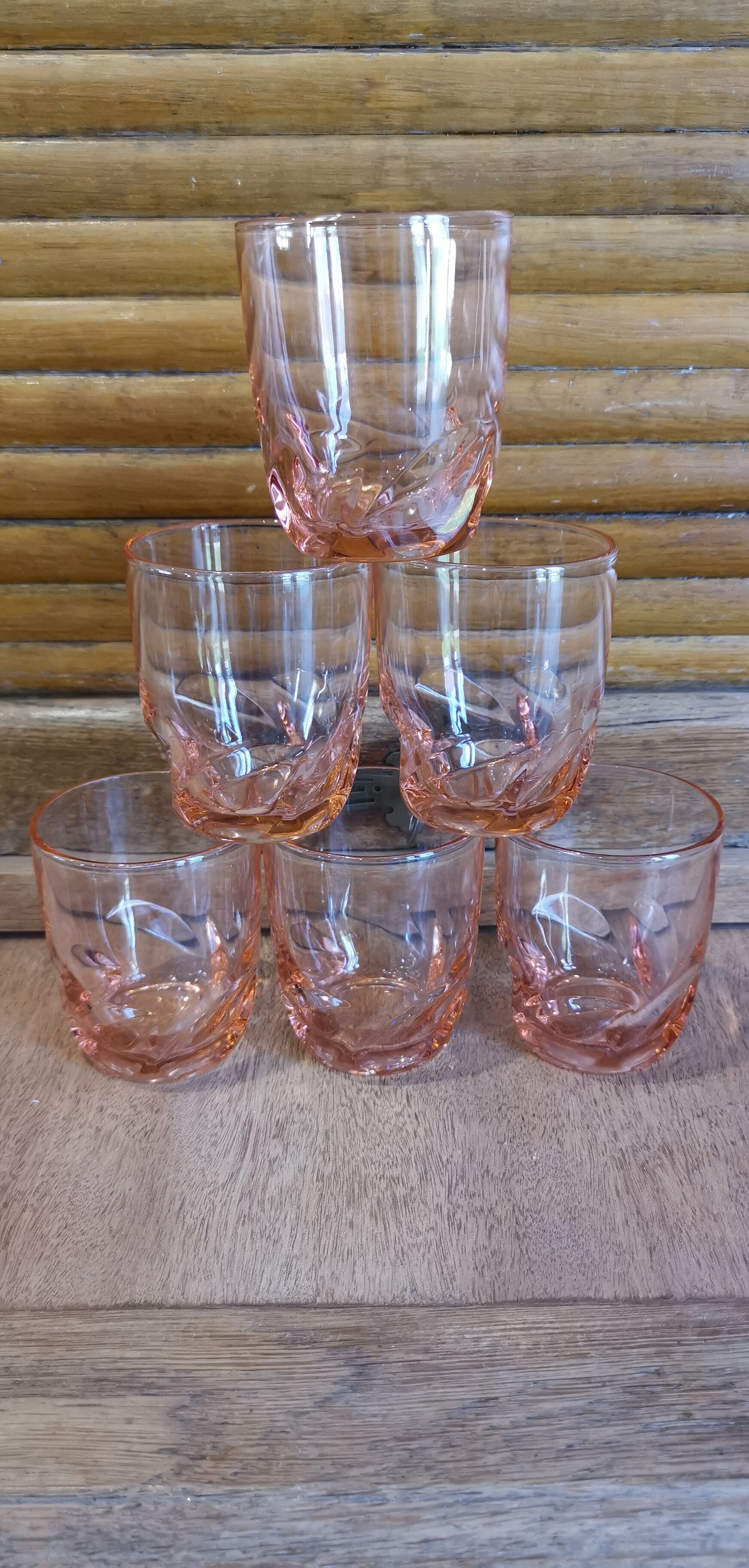 6 vintage pink glasses